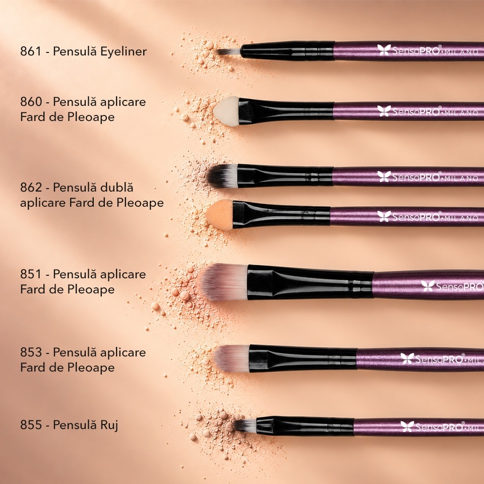 Set 20 Pensule Machiaj Profesionale SensoPRO Milano Travel Mauve + CADOU – imagine 4