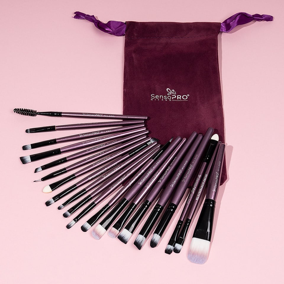 Set 20 Pensule Machiaj Profesionale SensoPRO Milano Travel Mauve + CADOU - 1 | YEO