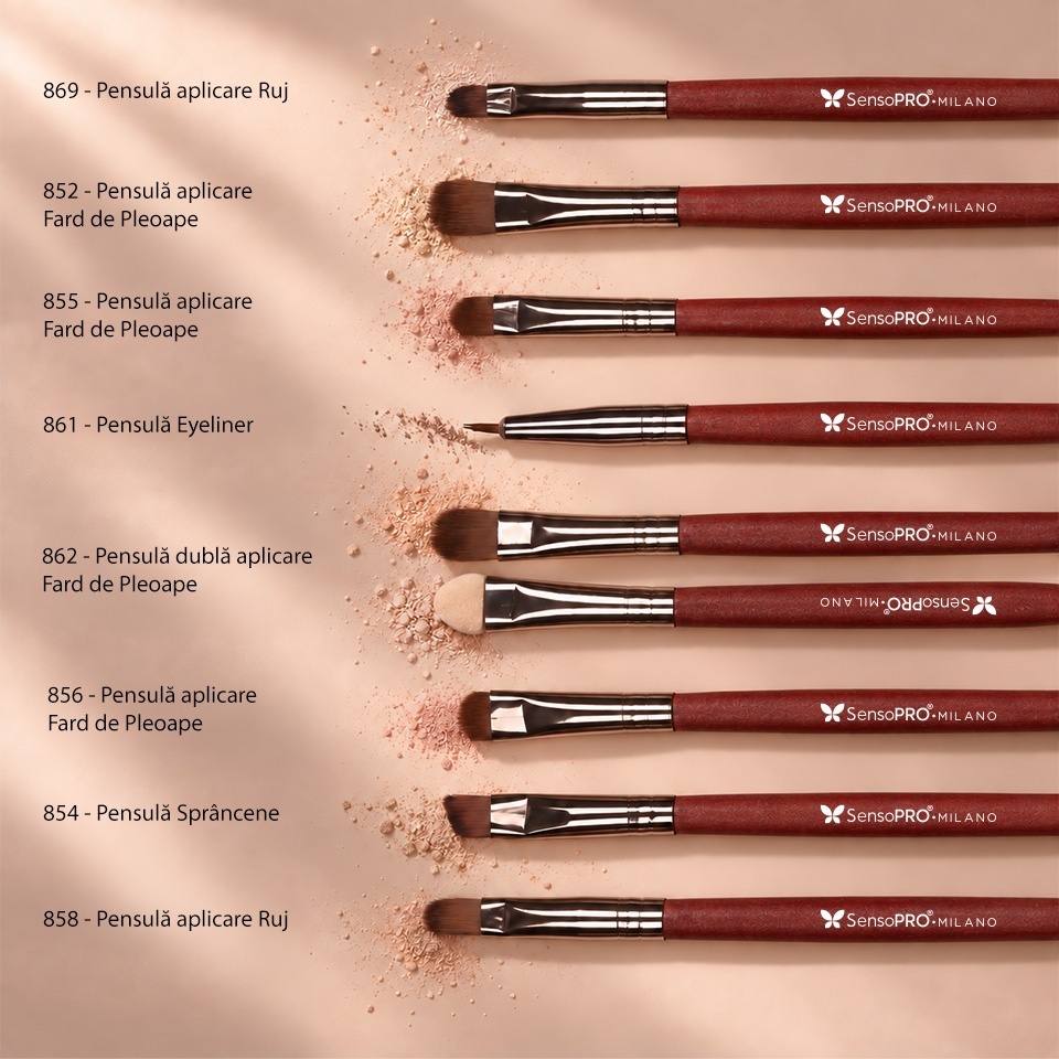 Set 22 Pensule Machiaj Profesionale SensoPRO Milano Travel Brown + CADOU – imagine 5