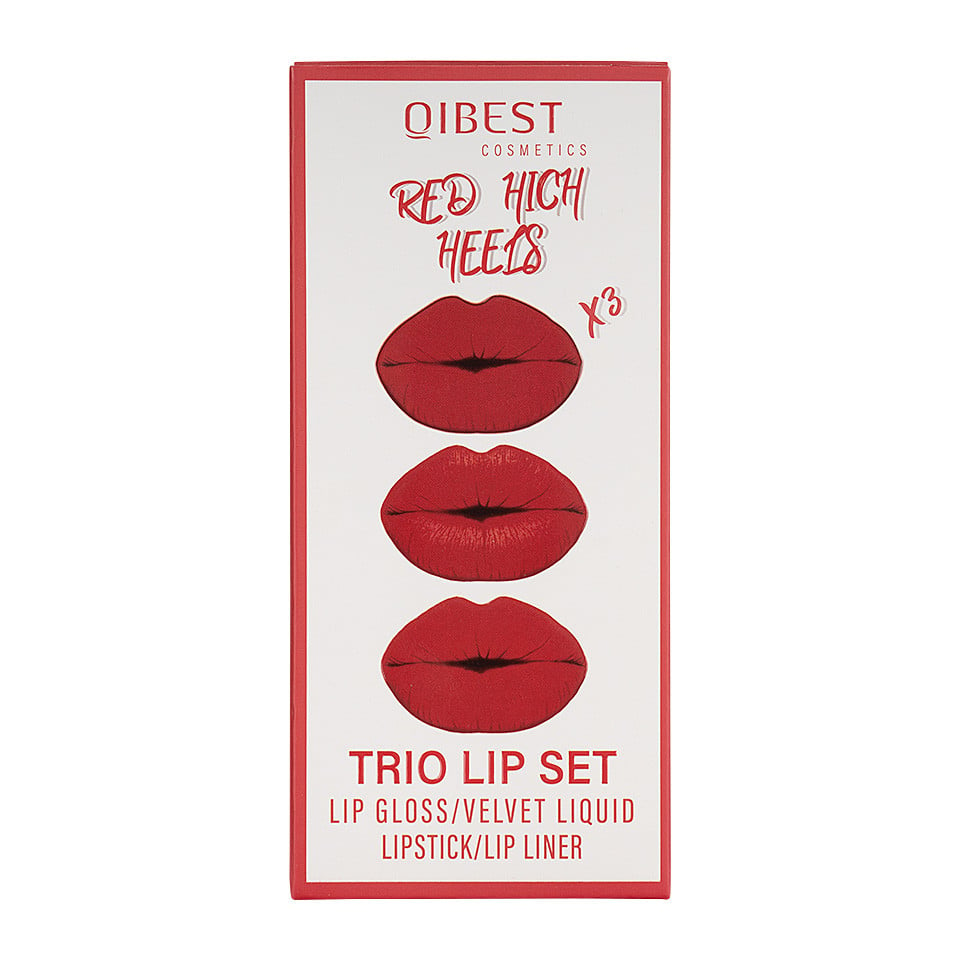 Set 3 in 1 Ruj Lichid Mat & Lip Gloss & Creion Contur Buze Qibest #06 - 2 | YEO