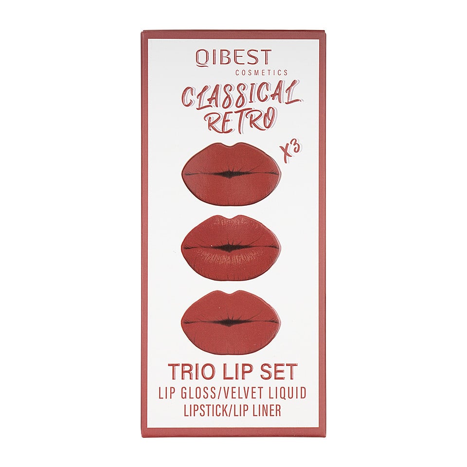 Set 3 in 1 Ruj Lichid Mat & Lip Gloss & Creion Contur Buze Qibest #10 - 2 | YEO