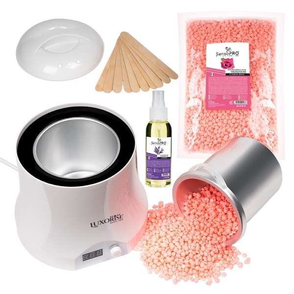 Kit Epilare Ceara Traditionala Granule LUXORISE Diamond Skin - Titanio Rosa, 800 ml