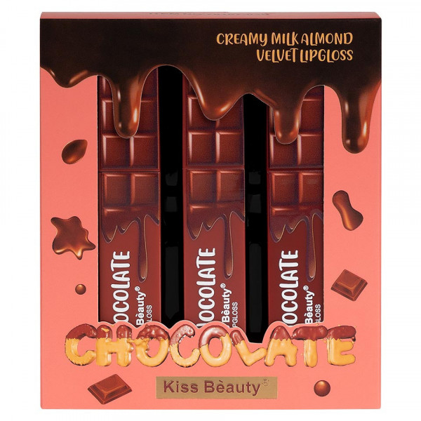 Set 3 Rujuri Lichide Mate Chocolate Kiss Beauty Velvet Lipgloss #02
