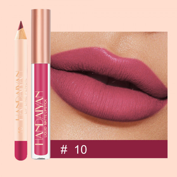 Set 2 in 1 Ruj Lichid Mat & Creion Contur Buze Handaiyan Lips Kit #10