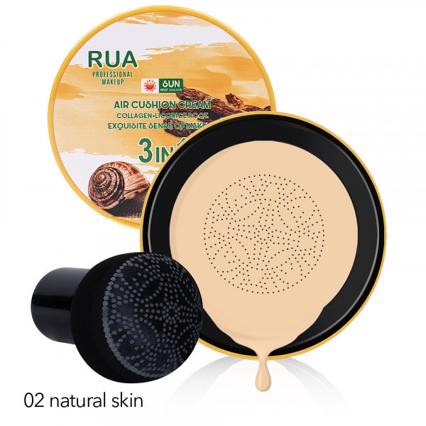Fond de Ten Air Cusion Cream 3 in 1 Collagen & Licorice Root RUA, 02 Natural Skin