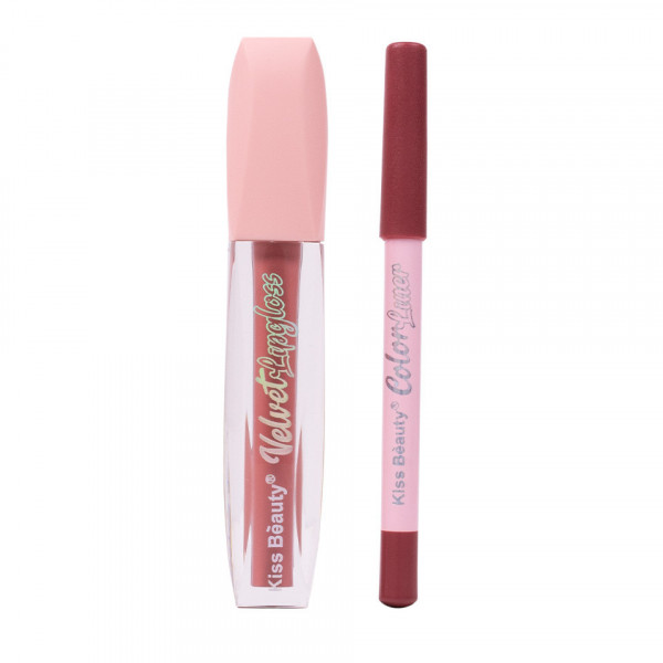 Set 2 in 1 Lip Gloss & Color Liner Kiss Beauty #01
