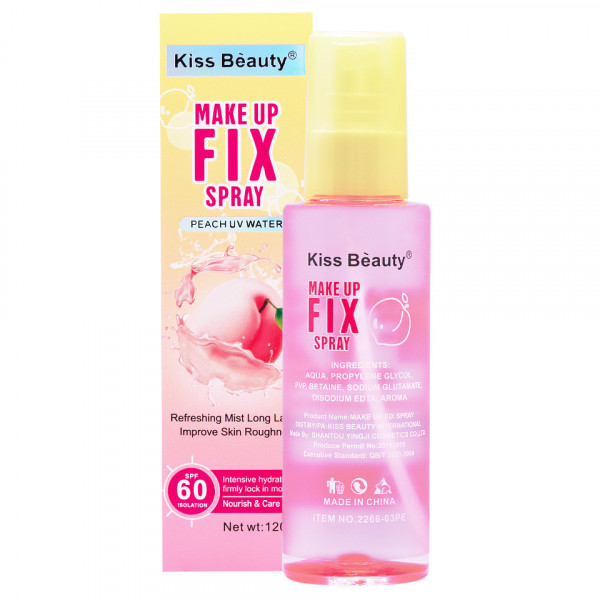 Spray Fixare Machiaj SPF 60 Aloe & Peach, Kiss Beauty 120ml