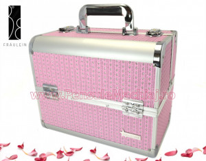 Geanta Produse Cosmetice din aluminium Fraulein38 Pink Sparkling Diamonds