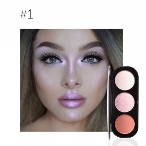 Trusa Blush & Iluminator 3 Culori Shimmer Make-up Palette Pure Rose