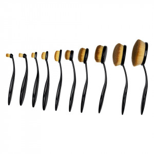 Set 10 pensule profesionale Make-up, Forma Ovala