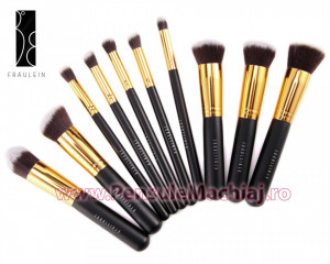 Set 10 pensule machiaj Fraulein38 Kabuki Exclusive Style - Golden Eclipse