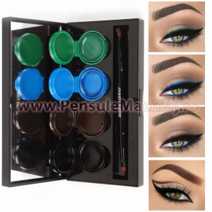 Set Eyeliner - Eyeshadow Gel 4 culori Smoked Makeup #03