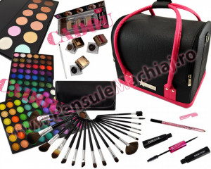 Set Machiaj Fraulein38 Princess cu geanta cosmetice Pink & Black + Doua CADOURI