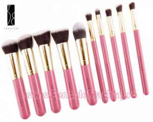 Set 10 pensule machiaj Fraulein38 Kabuki Exclusive Style - Iridescent Pink