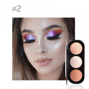 Trusa Blush & Iluminator 3 Culori Shimmer Make-up Palette Soft Beige