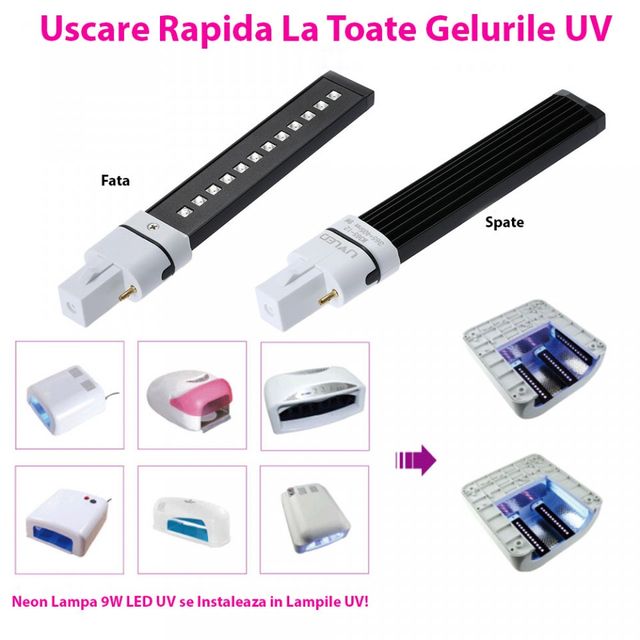 Neon Lampa UV LED LUXORISE Hybrid 9W, Double Light LED
