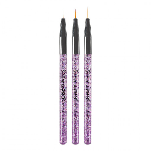 Set 3 Pensule Nail Art pentru linii fine SensoPRO Milano, Purple