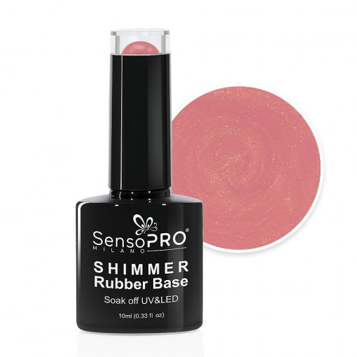Shimmer Rubber Base SensoPRO Milano 10ml, Musical Rose Shimmer Gold #13