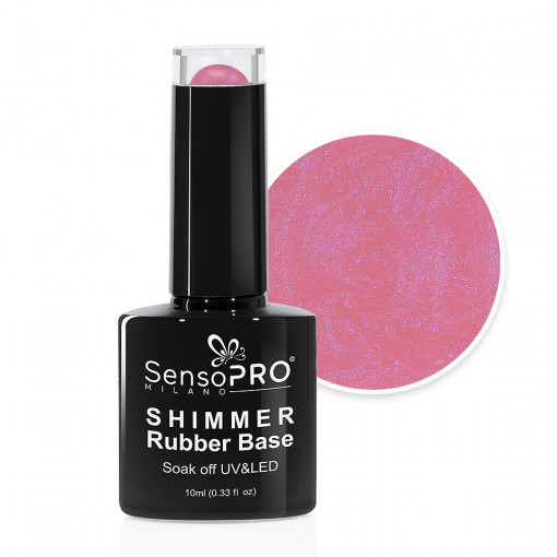 Shimmer Rubber Base SensoPRO Milano 10ml, Musical Rose Shimmer Blue #14