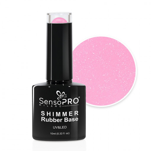 Shimmer Rubber Base SensoPRO Milano 10ml, Sparkling Rose #60