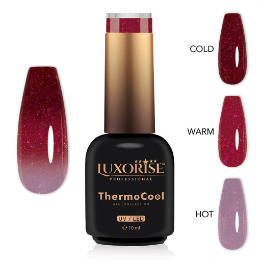 Oja Semipermanenta Termica 3 Culori LUXORISE ThermoCool, Mesmerizing Rose 10ml