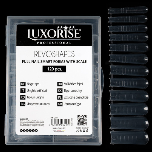 Tipsuri Reutilizabile RevoShapes LUXORISE Full Nail pentru Polygel si gel, 120 buc