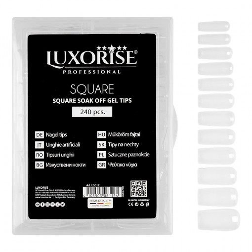 Tipsuri Unghii Dizolvabile Soak Off - Square Full Nail, 240 buc