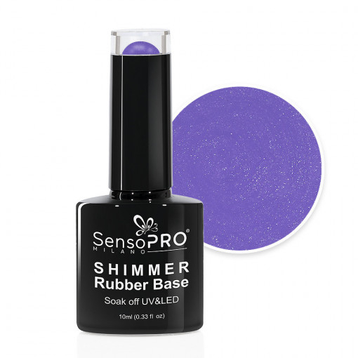 Shimmer Rubber Base SensoPRO Milano 10ml, Lavender Shimmer White #08