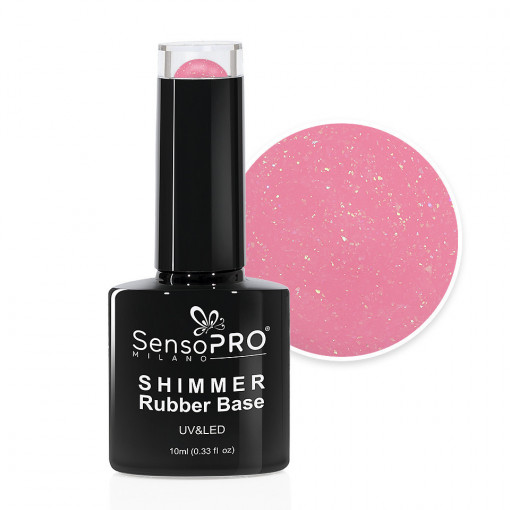 Shimmer Rubber Base SensoPRO Milano 10ml, Glimmer Pink #21