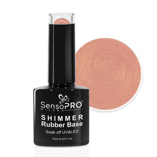 Shimmer Rubber Base SensoPRO Milano 10ml, Irresistible Nude Shimmer Gold #09