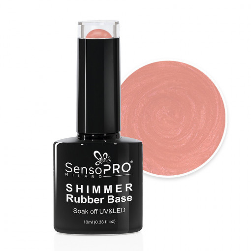 Shimmer Rubber Base SensoPRO Milano 10ml, Irresistible Nude Shimmer Red #10