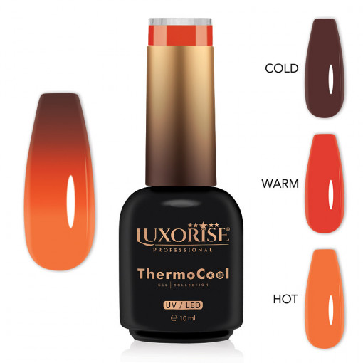 Oja Semipermanenta Termica 3 Culori LUXORISE ThermoCool, Orange Flip 10ml