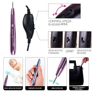 Freza Unghii cu Capat USB Titanium Travel - LUXORISE, Rose - Img 9