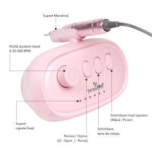 Freza Unghii Profesionala Diva Nails 35.000RPM - SensoPRO Milano, Pink - Img 3