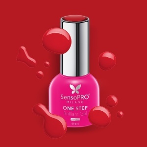 Oja Semipermanenta One Step Brilliant Gel SensoPRO Milano - #03 Red Inception, 8ml - Img 2