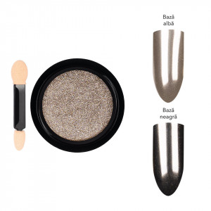 Pigment Unghii LUXORISE Mirror Powder, Platinum Gold - Img 2