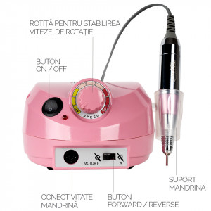 Pila electrica profesionala PowerPRO Elite - LUXORISE , 30.000 RPM, Pink - Img 5