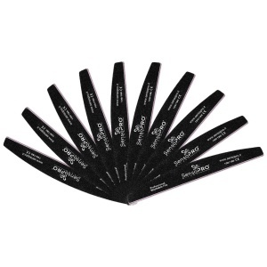 Set 10 Pile Unghii SensoPRO Milano, Semiluna granulatia 100/180, negru