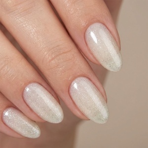 Shimmer Rubber Base SensoPRO Milano 10ml, Milky White Shimmer Green #03 - Img 2