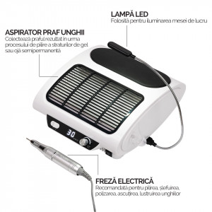 Aparat Manichiura 3 in 1 - Aspirator, Freza, Lampa LED Iluminat - LUXORISE - Img 7