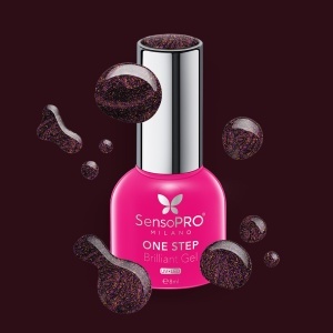 Oja Semipermanenta One Step Brilliant Gel SensoPRO Milano - #84 Mahogany Stars, 8ml - Img 2