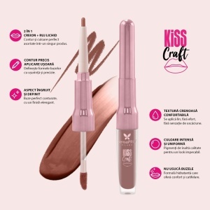 Ruj lichid si creion de buze 2in1 Kiss Craft SensoPRO Milano, Pink - Img 7
