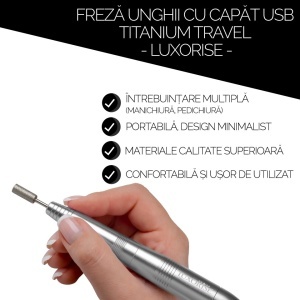 Freza Unghii cu Capat USB Titanium Travel - LUXORISE, Silver - Img 9