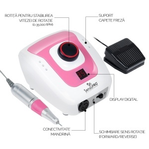 Freza unghii profesionala Turbo Bee 35.000 RPM - SensoPRO Milano, Pink - Img 4