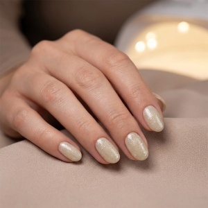 Shimmer Rubber Base SensoPRO Milano 10ml, Frosted Honey #55 - Img 2