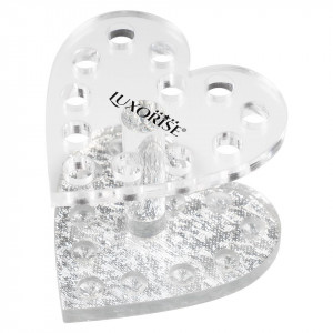 Suport pensule unghii si ustensile manichiura LUXORISE Silver Heart, 12 sloturi