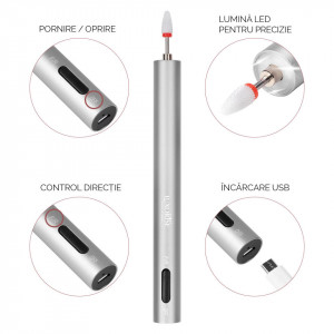 Freza Unghii Portabila TITANIUM PEN PRO - LUXORISE, Silver - Img 6