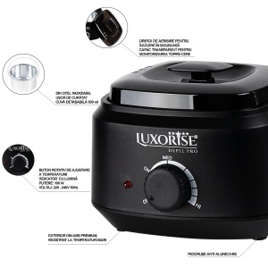 Incalzitor Ceara Profesional PRO WAX 200 - LUXORISE, Black - Img 2