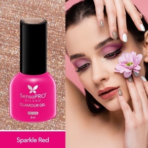 Oja Semipermanenta Glamour Gel SensoPRO Milano - #53 Sparkle Red, 8ml - Img 2