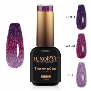 Oja Semipermanenta Termica 3 Culori LUXORISE ThermoCool, Glittering Girl 10ml - Img 2